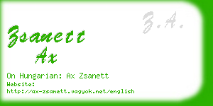 zsanett ax business card
